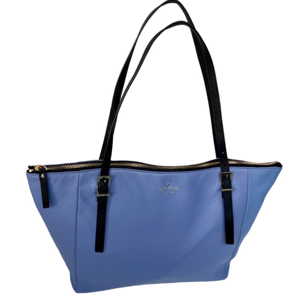 kate spade Periwinkle Leather Tote with Black Straps